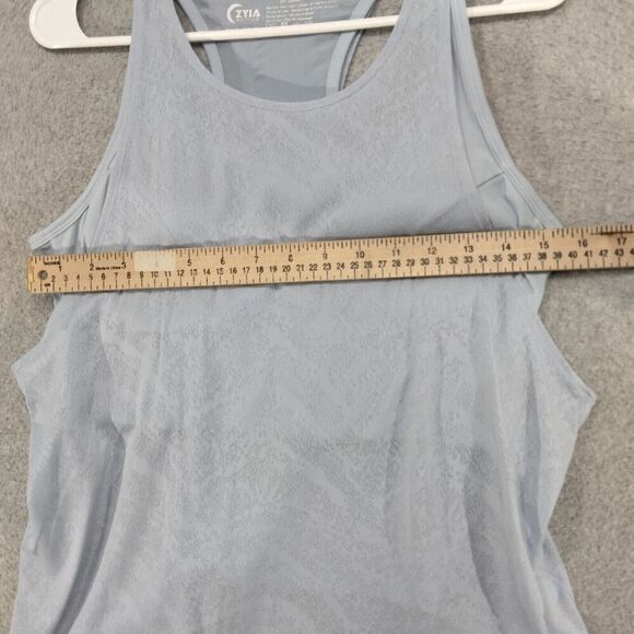 Zyia Active Tank Top Womens XL Light Blue Bra Racerback Stretch Layered 2-in-1 - Picture 5 of 12